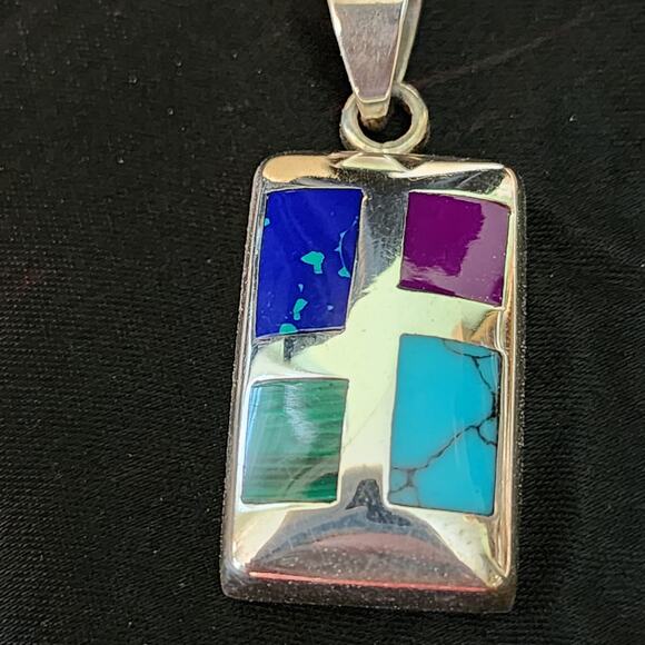 Silpada Pendant Womens 925 Silver Azurite Malachite Boho Festival Vintage Style - Picture 4 of 6